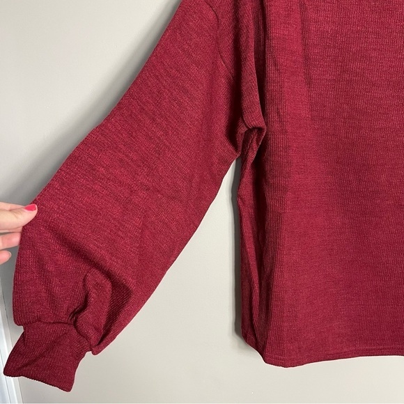 Grace Emma Ribbed Sweater Size Large Red Maroon Fall New - Picture 2 of 6